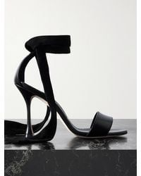 Manolo Blahnik - Chastana 105 Suede-Trimmed Leather Sandals - Lyst