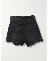 R13 - Crossover Asymmetric Distressed Denim Shorts - Lyst