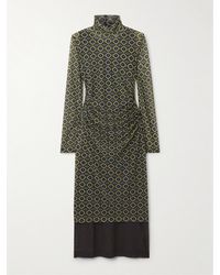 Dries Van Noten - Layered Printed Mesh Turtleneck Midi Dress - Lyst