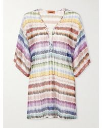Missoni - Lace-Up Striped Metallic Crochet-Knit Coverup - Lyst