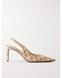 Gucci - Donna 80 Embellished Gg Supreme Canvas-Jacquard Slingback Pumps - Lyst