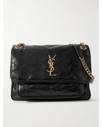 Saint Laurent - Niki Medium Cassandre-Embellished Crinkled-Leather Shoulder Bag - Lyst