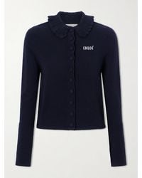 Chloé - Logo-Embroidered Wool Cardigan - Lyst