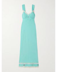 RIXO London - Robe Midi En Crêpe De Chine À Broderies Et À Finitions En Dentelle Lucie - Lyst