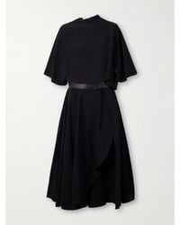 Alaïa - Robe Midi Asymétrique En Cady À Finitions En Cuir - Lyst