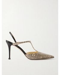 Manolo Blahnik - Titon 90 Lizard-Effect Leather Slingback Pumps - Lyst