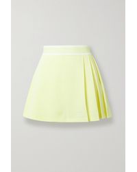 adidas Originals Striped Pleated Recycled Piqué Mini Skirt - Yellow