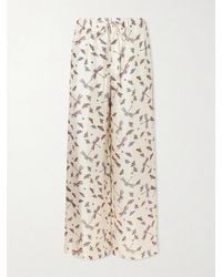 Gucci - Printed Silk-Satin Wide-Leg Pants - Lyst