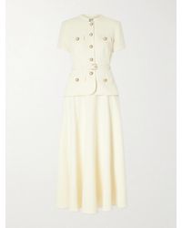 Self-Portrait - Belted Embellished Crepe Midi Dress - Lyst