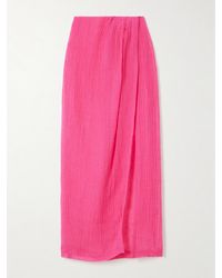 Lisa Marie Fernandez - Pleated Crinkled Linen-Blend Gauze Pareo - Lyst
