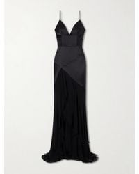 Alex Perry - Paneled Silk-Satin And Georgette Gown - Lyst