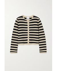 Allude - Striped Wool And Cashmere-blend Cardigan - Lyst