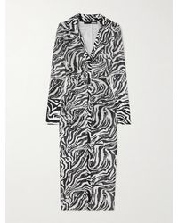 ROTATE BIRGER CHRISTENSEN - Midikleid Aus Recyceltem Stretch-Tüll Mit Zebraprint Und Pailletten - Lyst