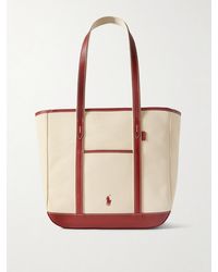 Polo Ralph Lauren - Medium Leather-Trimmed Cotton-Blend Canvas Tote - Lyst
