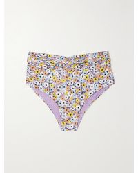 Agua Bendita - Vaiven Bikini-Höschen Aus Recyceltem Stretch-Material Mit Blumenprint Und Raffungen - Lyst