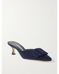 Manolo Blahnik - Maysale 50 Mules Aus Veloursleder Mit Schnalle - Lyst