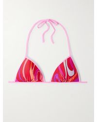 PUCCI - Marmo Printed Triangle Halterneck Bikini Top - Lyst
