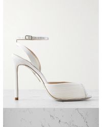 Aquazzura - Be Mine 105 Embellished Grosgrain-Trimmed Chiffon Sandals - Lyst