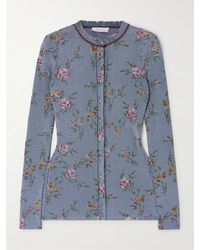 Rabanne - Metallic Floral-Print Knitted Cardigan - Lyst