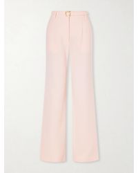 Violante Nessi - Rota Belted Pleated Wool-Crepe Straight-Leg Pants - Lyst