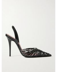 AMINA MUADDI - Lori Sling Patent-Leather And Pvc Slingback Pumps - Lyst