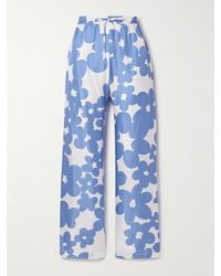 Marni - Floral-Print Silk-Satin Twill Straight-Leg Pants - Lyst