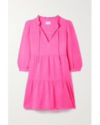 Honorine Giselle Ruffled Tiered Cotton-seersucker Mini Dress - Pink