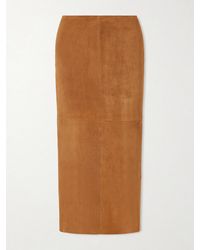 Stouls - Winona Paneled Suede Midi Skirt - Lyst