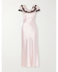 Rodarte - Ruffled Lace-Trimmed Satin Midi Dress - Lyst