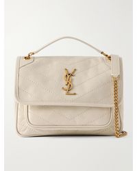 Saint Laurent - Baby Niki Cassandre-Embellished Quilted Crinckled-Leather Shoulder Bag - Lyst