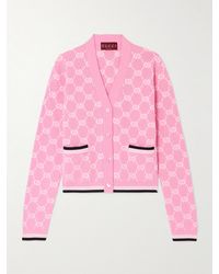 Gucci - Papiro Webbing-Trimmed Jacquard-Knit Cotton Cardigan - Lyst