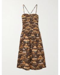 FARM Rio - Robe Longue En Tencel Et Coton Mélangés Imprimés À Fronces Shuhu - Lyst