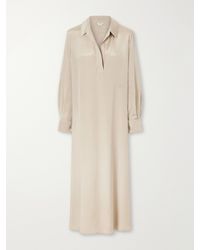 Max Mara - Logo-Embroidered Silk-Crepe De Chine Midi Dress - Lyst