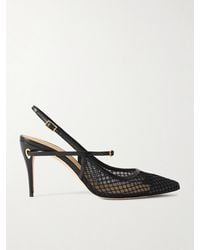 Jennifer Chamandi - Edoardo 85 Leather-Trimmed Mesh Slingback Pumps - Lyst