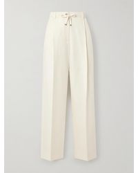 Moncler - Pleated Wool-Gabardine Wide-Leg Pants - Lyst