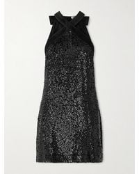 Jonathan Simkhai - Isla Velvet-Trimmed Sequined Jersey Halterneck Mini Dress - Lyst