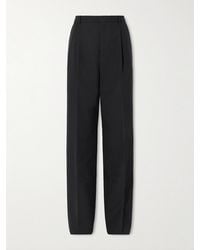 Saint Laurent - Pleated Grain De Poudre Wool Straight-Leg Pants - Lyst