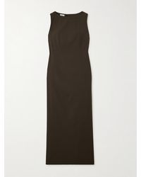 Brunello Cucinelli - Maxikleid Aus Twill Aus Einer Wollmischung Mit Zierperlen - Lyst