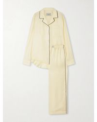Comme Si - Piped Silk-Twill Pajama Set - Lyst