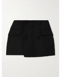 Balmain - Wrap-Effect Button-Embellished Wool Shorts - Lyst