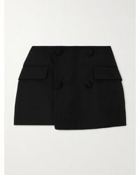 Balmain - Shorts Aus Wolle Mit Wickeleffekt Und Zierknöpfen - Lyst