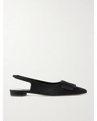 Manolo Blahnik - Maylura Buckled Suede Slingback Flats - Lyst