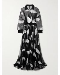 Norma Kamali - Belted Embroidered Tulle Gown - Lyst