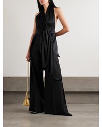 delpozo exclusive draped silk satin maxi dress De La Vali Esperanza Ruffled Silk Satin Maxi Dress