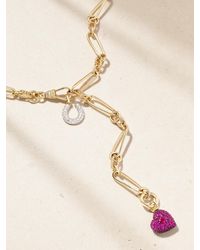 Lucy Delius - Twisted Chain, Horseshoe And Heart Convertible 14-Karat, Rhodium-Plated, Ruby And Diamond Necklace - Lyst