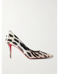 Christian Louboutin - Miss Z Gigi 80 Leopard-Print Patent-Leather Point-Toe Pumps - Lyst