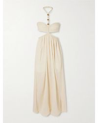 Isabel Marant - Justine Embellished Cutout Braided Cotton-Gauze Halterneck Maxi Dress - Lyst