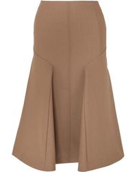 JOSEPH Gaby Pleated Wool-blend Midi Skirt - Brown