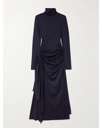 Victoria Beckham - Gathered Draped Jersey Turtleneck Midi Dress - Lyst