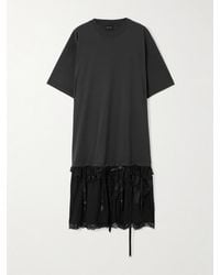Balenciaga - Layered Lace-Trimmed Cotton-Jersey And Silk-Satin Mini Dress - Lyst